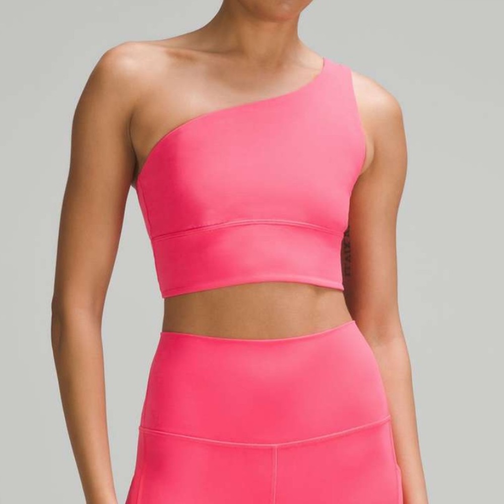 Women’s Lululemon Align Asymmetrical Bra Light Support A/B Cup Lip Gloss Size 14